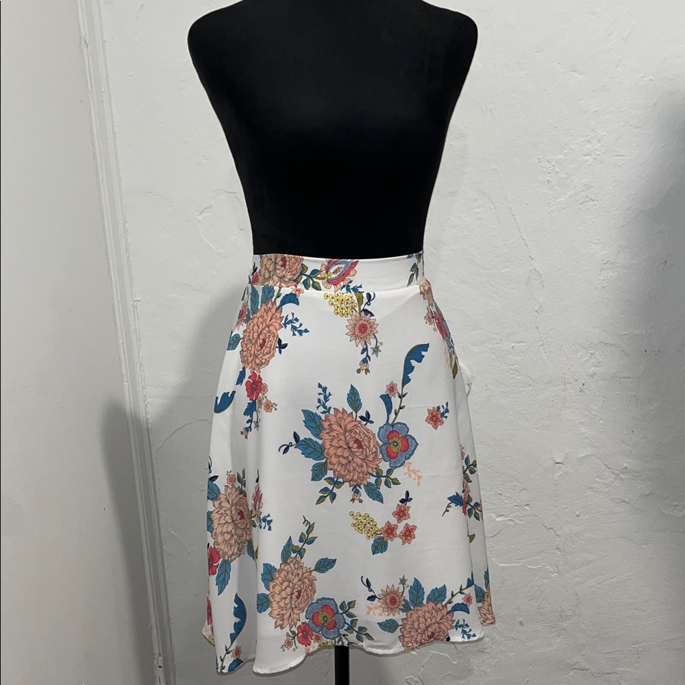 Philosophy white floral A-line skirt